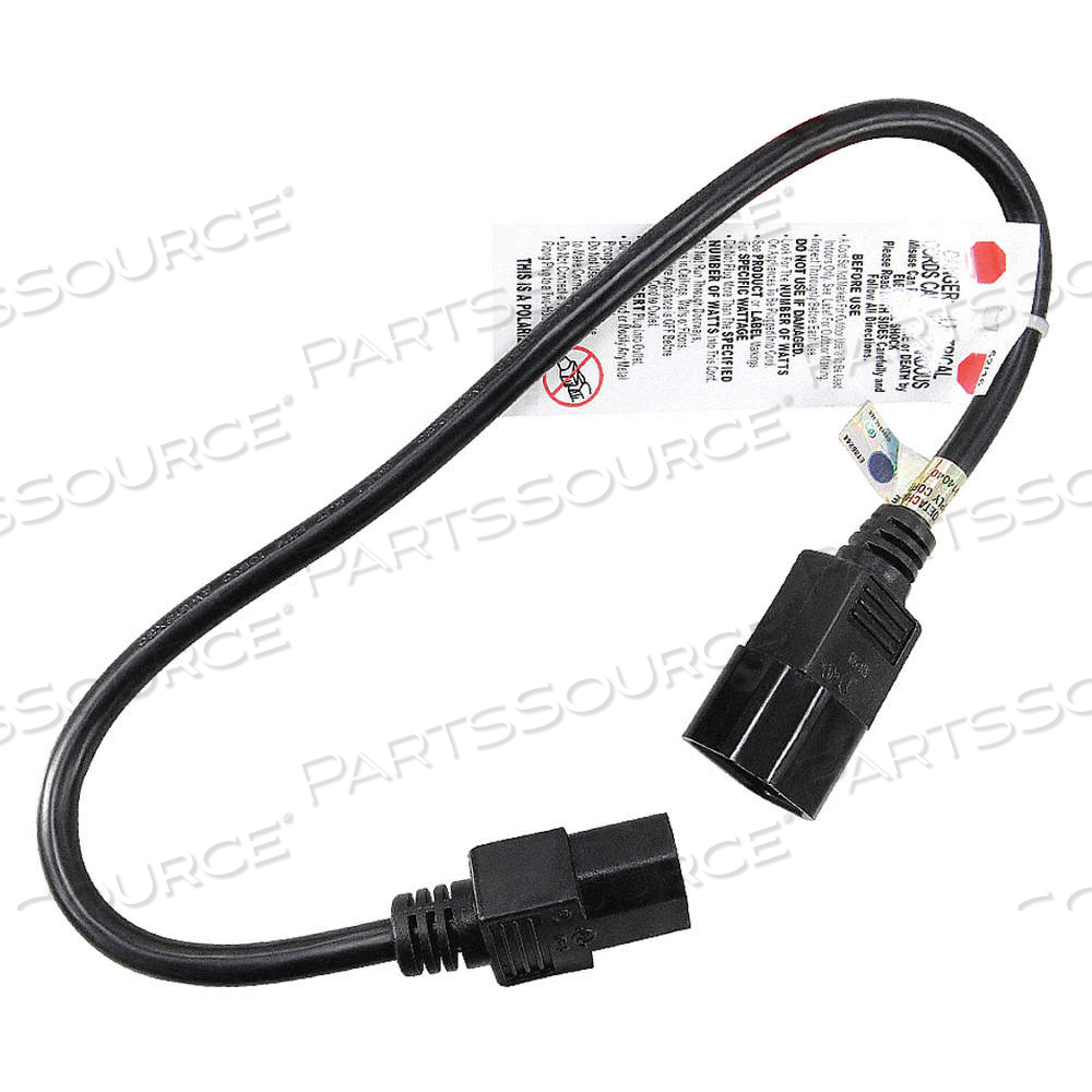 POWER CORD, 18 AWG WIRE SIZE, 1.5 FT CORD LG, IEC C13, 10 A MAX. AMPS, PVC, SJT, IEC C14 by Approved Vendor