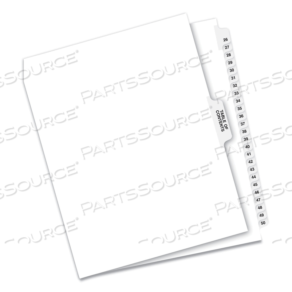 PREMIUM COLLATED LEGAL EXHIBIT DIVIDER, PRINTED 26 TO 50, 8.5"X11", 26 TABS, WHITE/WHITE by Avery