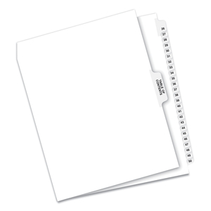 PREPRINTED LEGAL EXHIBIT SIDE TAB INDEX DIVIDERS, AVERY STYLE, 26-TAB, 26 TO 50, 11 X 8.5, WHITE, 1 SET by Avery