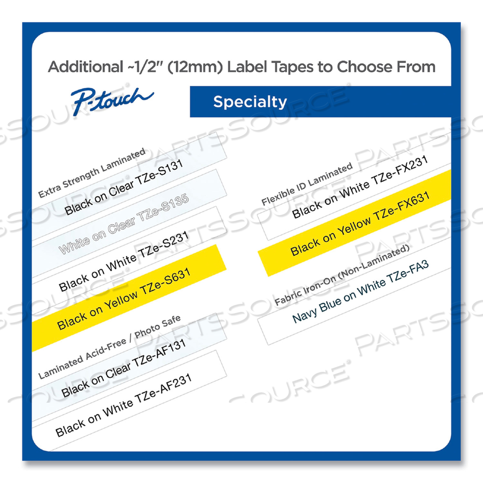 TZE EXTRA-STRENGTH ADHESIVE LAMINATED LABELING TAPE, 0.47" X 26.2 FT, BLACK ON WHITE by Brother