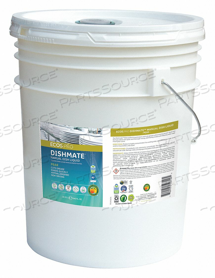 ECOS PRO MANUAL DISH DETERGENT LIQUID, PEAR, 5 GALLON PAIL by Earth Friendly Products ECOS PRO MANUAL DISH DETERGENT LIQUID, PEAR, 5 GALLON PAIL by Earth Friendly Products
