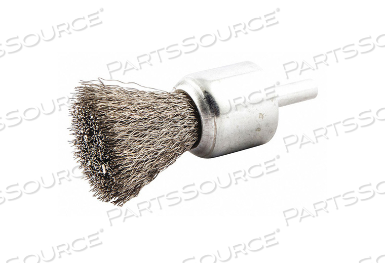 END BRUSH, CRIMPED STAINLESS STEEL, 1 IN DIA, 0.006 IN FILL DIA, 1/4 IN SHANK by Norton | Saint-Gobain Abrasives