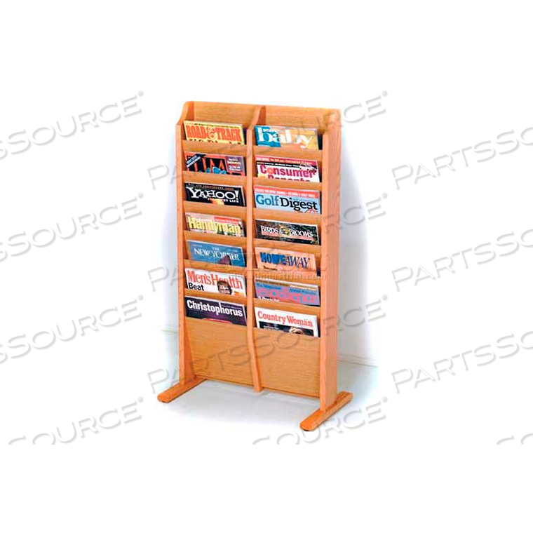 CASCADE FREE-STANDING 14 POCKET MAGAZINE RACK, LIGHT OAK by Wooden Mallet CASCADE FREE-STANDING 14 POCKET MAGAZINE RACK, LIGHT OAK by Wooden Mallet