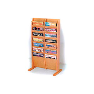 CASCADE FREE-STANDING 14 POCKET MAGAZINE RACK, LIGHT OAK by Wooden Mallet