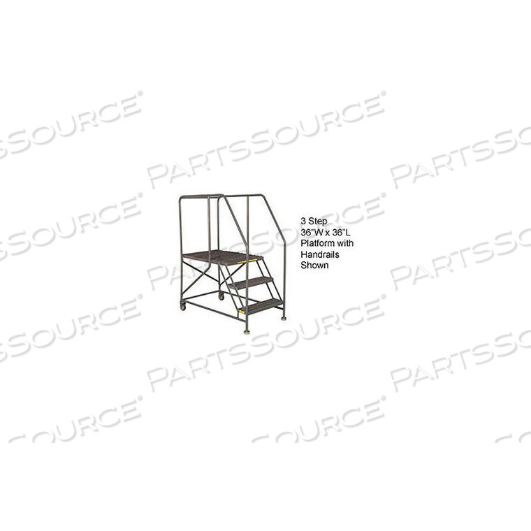 MOBILE 3 STEP STEEL 36"W X 36"L WORK PLATFORM LADDER WITH HANDRAILS - WLWP133636 by Tri-Arc