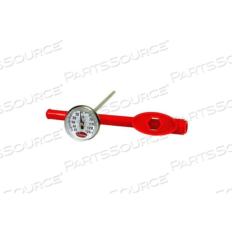 POCKET TEST THERMOMETER, 1" DIAL, 5" STEM, ADJUSTED SHEATH-MIN QTY 12 