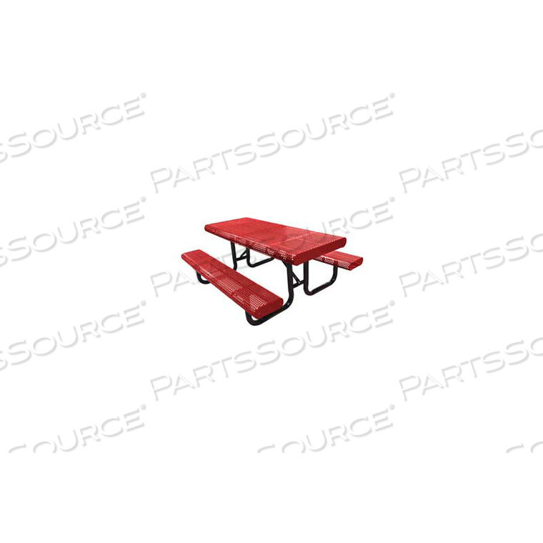 120" RADIAL EDGE SURFACE MOUNT PICNIC TABLE, PERFORATED METAL - RED 