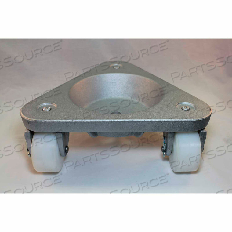 CAST IRON TRIANGULAR CUP DOLLY 3310 - UHMW PE WHEELS - 750 LB. CAPACITY by Bond Casters & Wheels