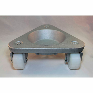 CAST IRON TRIANGULAR CUP DOLLY 3310 - UHMW PE WHEELS - 750 LB. CAPACITY by Bond Casters & Wheels