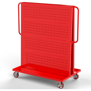 MODULAR A-FRAME BIN CART F89547 W/1 LOUVERED 1 ROUND-PEG PEGBOARD 48"W X 30"D X 62" RED by Valley Craft Industries, Inc