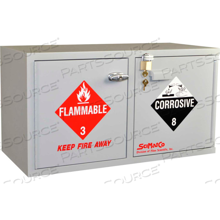 MINI STAK-A-CAB COMBO ACID/FLAMMABLE CABINET W/SELF-CLOSING, 31"W X 14-1/2"D X 17"H by Scimatco MINI STAK-A-CAB COMBO ACID/FLAMMABLE CABINET W/SELF-CLOSING, 31"W X 14-1/2"D X 17"H by Scimatco