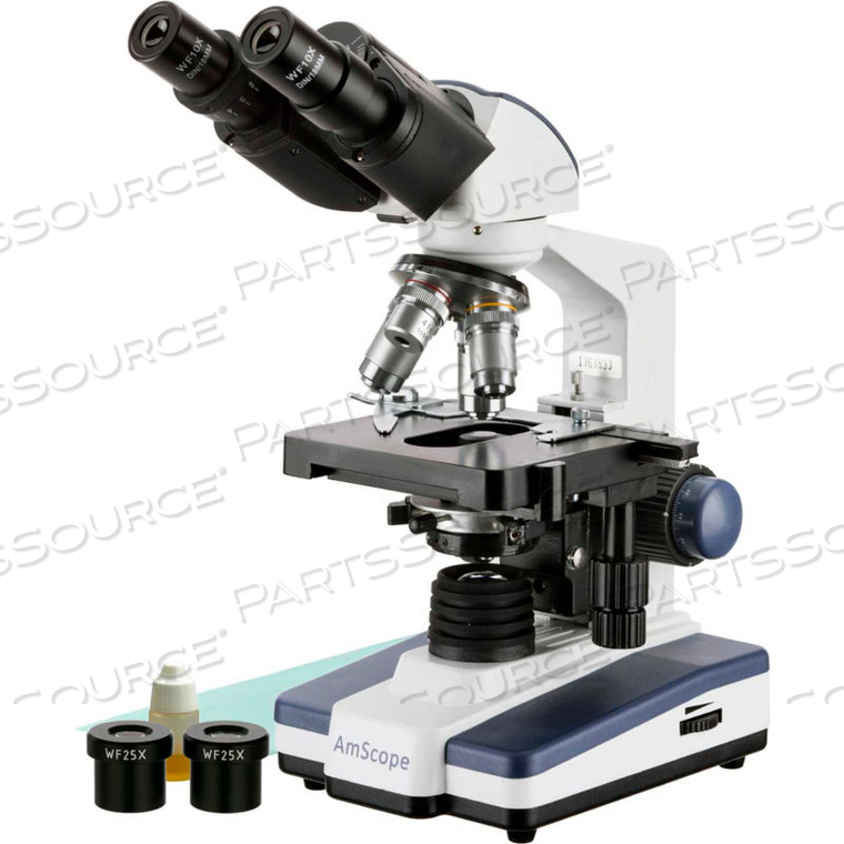 AMSCOPE 40X-2500X LED LAB BINOCULAR COMPOUND MICROSCOPE WITH 3D-STAGE by United Scope AMSCOPE 40X-2500X LED LAB BINOCULAR COMPOUND MICROSCOPE WITH 3D-STAGE by United Scope