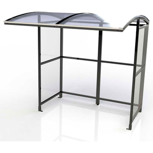 OPEN FRONT SMOKING SHELTER - FREESTANDING - 7'W X 7'D X 7'11"H CLEAR ROOF by No Butts Bin Co. OPEN FRONT SMOKING SHELTER - FREESTANDING - 7'W X 7'D X 7'11"H CLEAR ROOF by No Butts Bin Co.