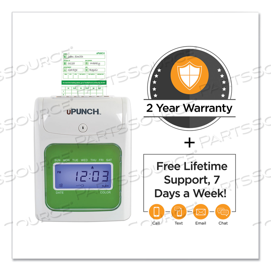 HN1500 ELECTRONIC NON-CALCULATING TIME CLOCK BUNDLE, LCD DISPLAY, BEIGE/GREEN by uPunch HN1500 ELECTRONIC NON-CALCULATING TIME CLOCK BUNDLE, LCD DISPLAY, BEIGE/GREEN by uPunch