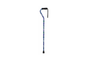 ADJUSTABLE CANE OFFSET PURPLE FLOWERS by HealthSmart (Briggs Healthcare/MABIS)