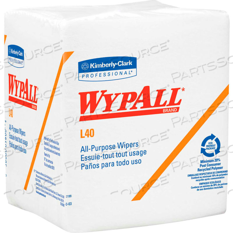 WYPALL L40 QUARTERFOLD WIPERS - 12-1/2'X X 12"D by Kimberly-Clark Corporation