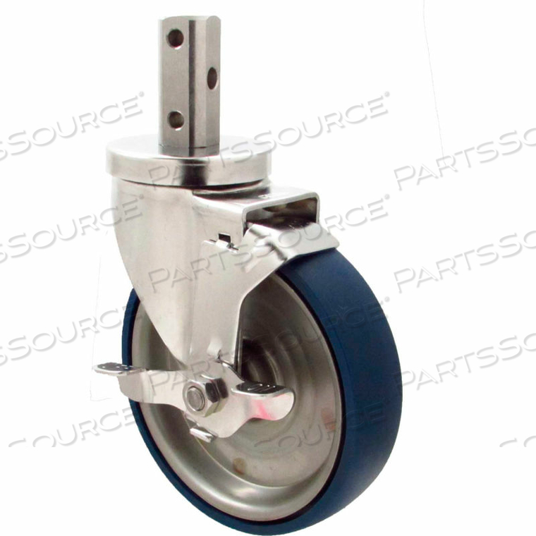 CASTERS SWIVEL STEM CASTER - 5"DIA. STAINLESS DISC, BEARING WITH TOP LOCK, 2"H STEM by Superior Casters, Inc.