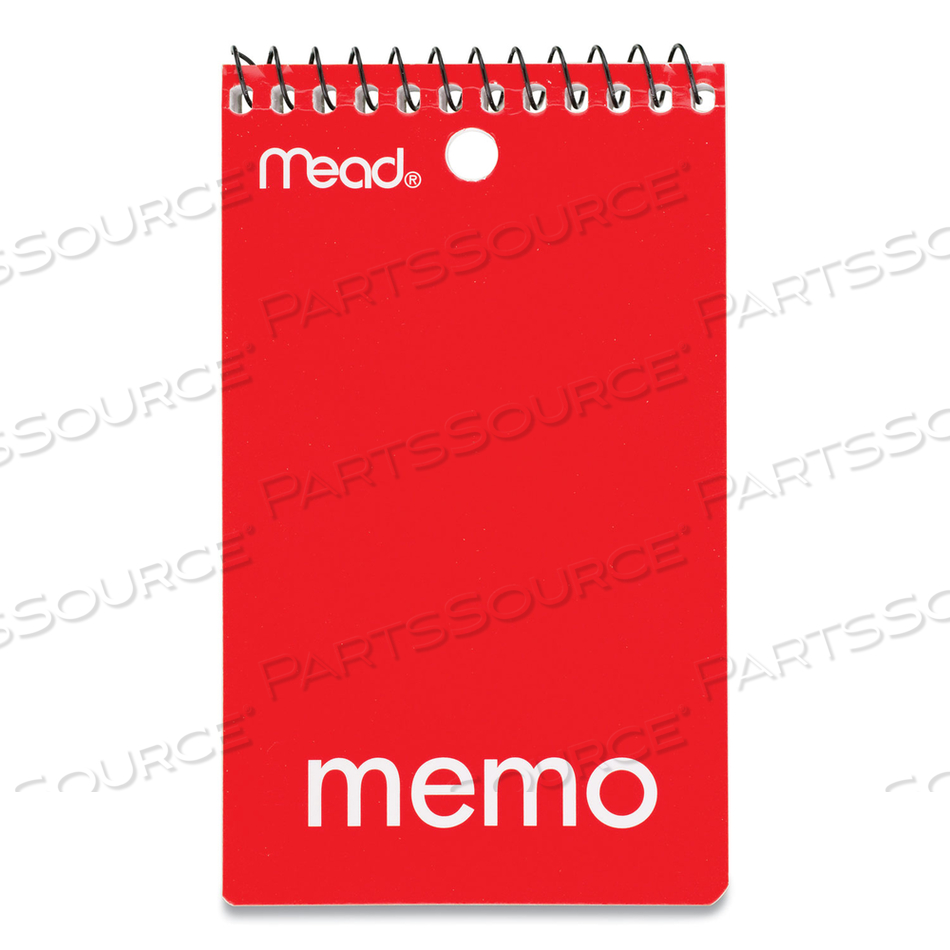 WIREBOUND MEMO PAD WITH WALL-HANGER EYELET, MEDIUM/COLLEGE RULE, RANDOMLY ASSORTED COVER COLORS, 60 WHITE 3 X 5 SHEETS by Mead