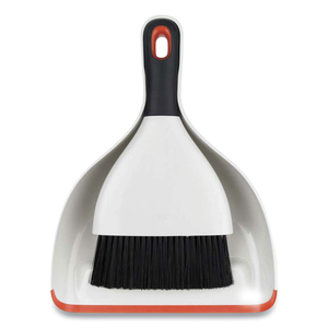 GOOD GRIPS DUST PAN AND BRUSH, 12 X 9, 2" HANDLE, PLASTIC, WHITE by OXO