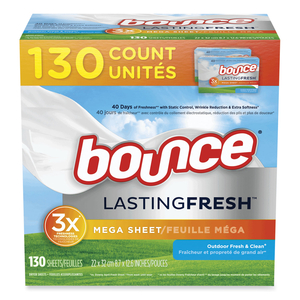 FABRIC SOFTENER SHEETS, OUTDOOR FRESH AND CLEAN, 130 SHEETS/BOX, 3 BOXES/CARTON by Bounce