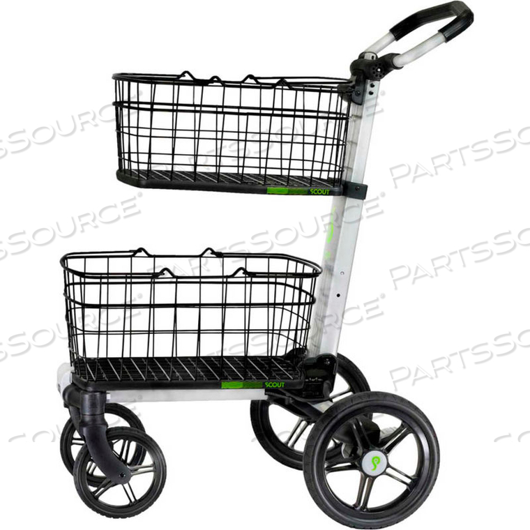 SCOUT CART ALL-PURPOSE FOLDING CART WITH REMOVABLE BASKETS AND CARGO TRAY - SILVER by Cargo Cart Company LLC. SCOUT CART ALL-PURPOSE FOLDING CART WITH REMOVABLE BASKETS AND CARGO TRAY - SILVER by Cargo Cart Company LLC.