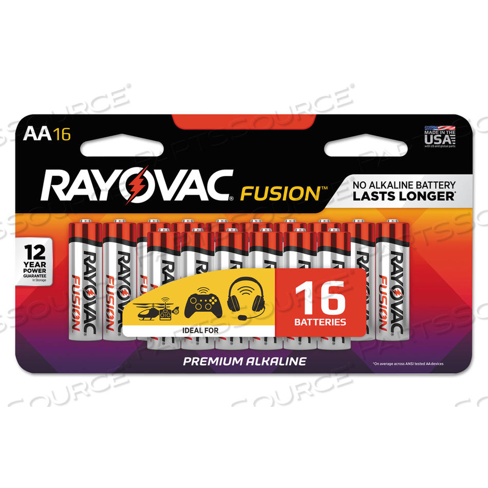 FUSION ADVANCED ALKALINE AA BATTERIES, 16/PACK 