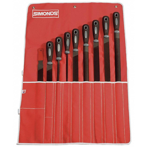 78761810 SIMONDS FILE SET, 10" BASTARD ROUND AND HALF ROUND, 9 PCS. by Simonds