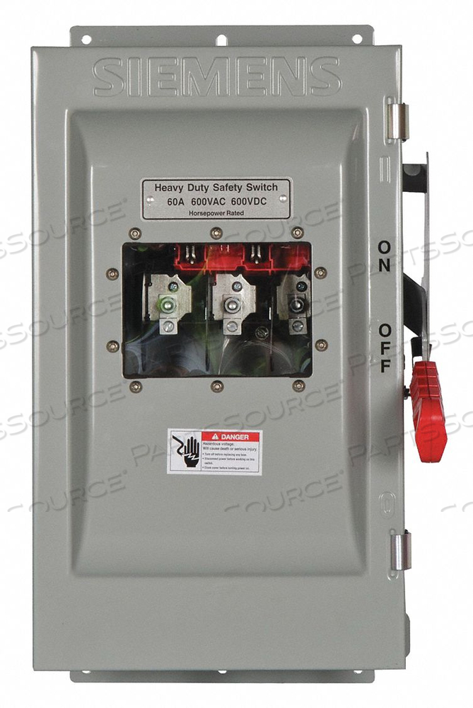 SAFETY SWITCH 600VAC 3PST 60 AMPS AC by Siemens SAFETY SWITCH 600VAC 3PST 60 AMPS AC by Siemens