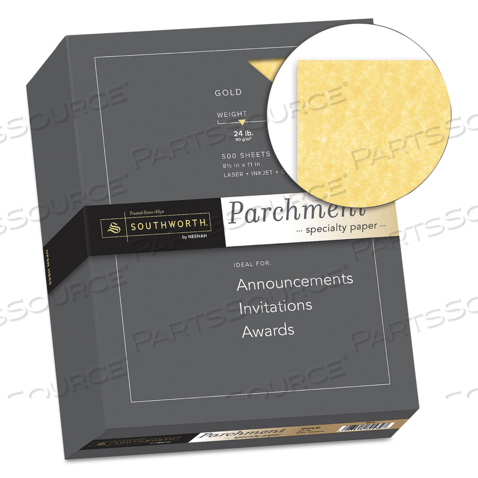 PARCHMENT SPECIALTY PAPER, 24 LB BOND WEIGHT, 8.5 X 11, GOLD by SOUTHWORTH PRODUCTS CORP