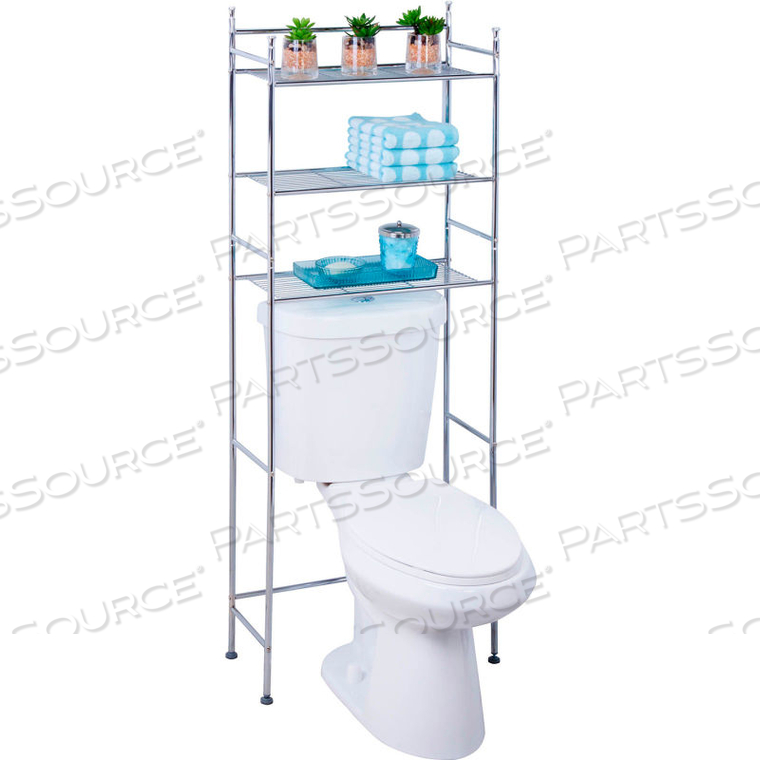 3-TIER OVER-THE-TOILET SHELVING UNIT, CHROME 