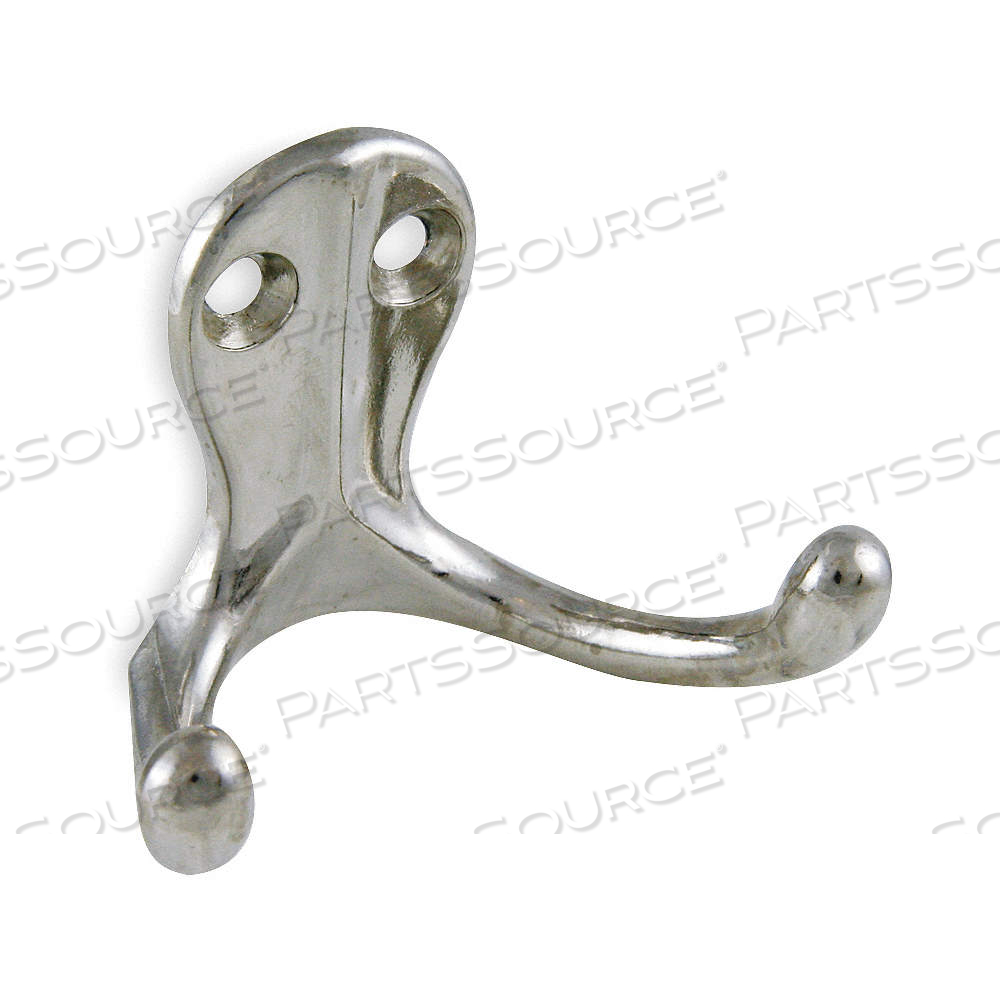 COAT HOOK, SCREW, 35 LB WT CAPACITY, 2 POINTS PER HOOK, SILVER, 1 1/4 IN PROJECTION by Approved Vendor