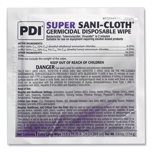 SUPER SANI-CLOTH INDIVIDUALLY WRAPPED GERMICIDAL DISPOSABLE WIPES, EXTRA-LARGE, 11.5 X 11.75, WHITE, 50/BOX, 3 BOXES/CARTON by Sani Professional