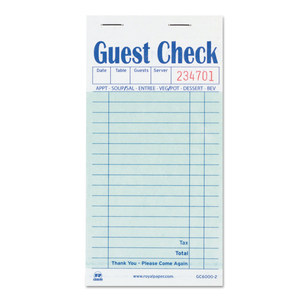 GUEST CHECK PAD, 17 LINES, TWO-PART CARBON, 3.5 X 6.7, 50 FORMS/PAD, 50 PADS/CARTON by Royal Paper