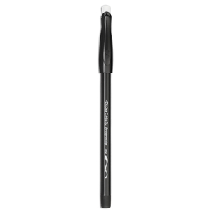 ERASER MATE BALLPOINT PEN, STICK, MEDIUM 1 MM, BLACK INK, BLACK BARREL, DOZEN by Paper Mate