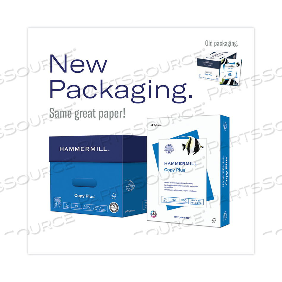 COPY PLUS PRINT PAPER, 92 BRIGHT, 20 LB BOND WEIGHT, 8.5 X 11, WHITE, 500 SHEETS/REAM by Hammermill