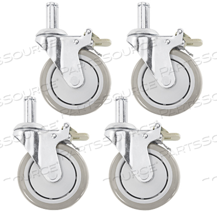 H1205WH Uline LOCKABLE CASTER, 5 IN DIA, POLYURETHANE, CHROME