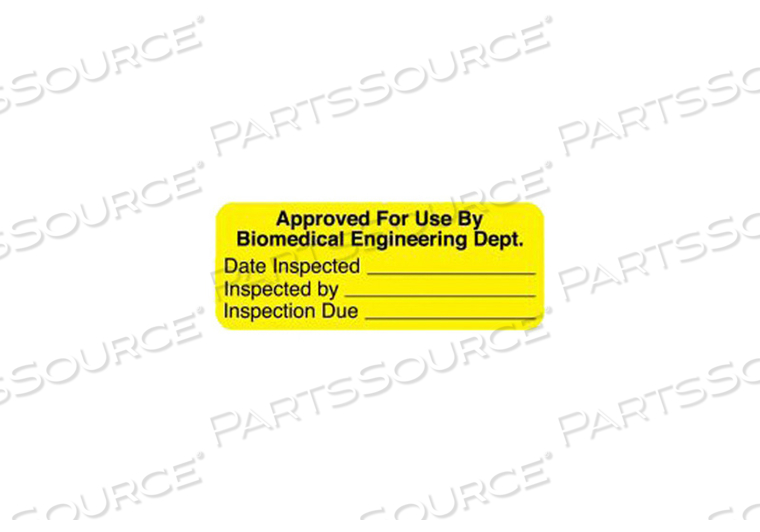 EQUIPMENT INSPECTION LABEL, FLUORESCENT PAPER, FLUORESCENT YELLOW, APPROVED BIOMED LEGEND, 2-1/4 IN  X 7/8 IN by United Ad Label