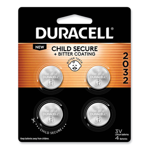 LITHIUM COIN BATTERIES WITH BITTERANT, 2032, 4/PACK by Duracell