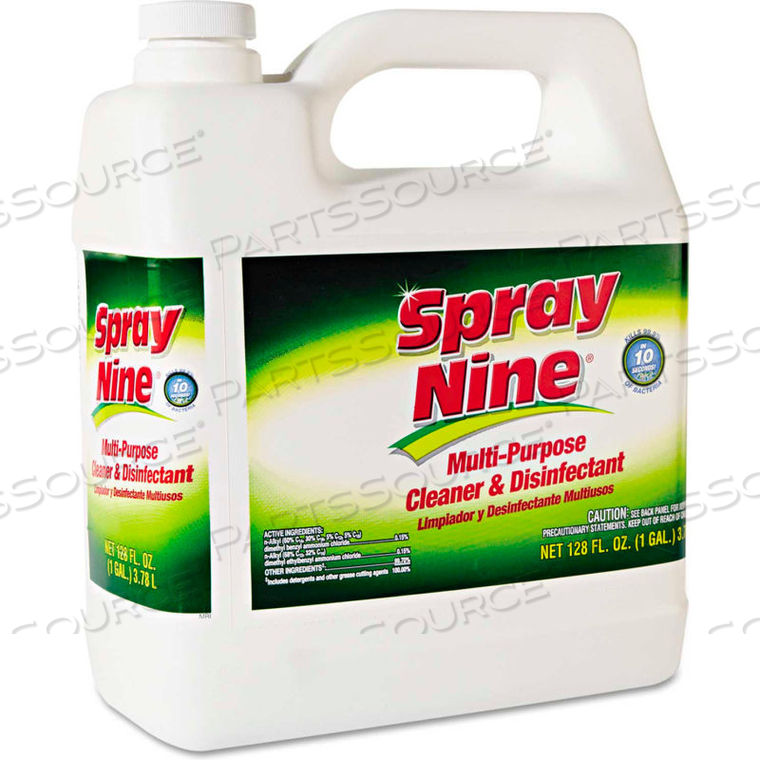 MULTI-PURPOSE CLEANER & DISINFECTANT, GALLON BOTTLE, 4 BOTTLES - 268014 by Spray Nine MULTI-PURPOSE CLEANER & DISINFECTANT, GALLON BOTTLE, 4 BOTTLES - 268014 by Spray Nine
