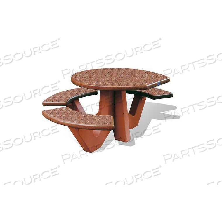 66" ADA COMPLIANT CONCRETE OVAL PICNIC TABLE, BRICK RED W/ SAND LEGS by Wausau Tile 66" ADA COMPLIANT CONCRETE OVAL PICNIC TABLE, BRICK RED W/ SAND LEGS by Wausau Tile