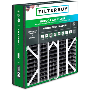 FILTERBUY 20X25X5 AIR FILTER MERV 8 ODOR ELIMINATOR (1-PACK), PLEATED HVAC AC FURNACE AIR FILTERS WITH ACTIVATED CARBON FOR TRION AIR BEAR (ACTUAL SIZE: 19.63 X 24.13 X 4.88 INCHES) by Filterbuy, Inc.