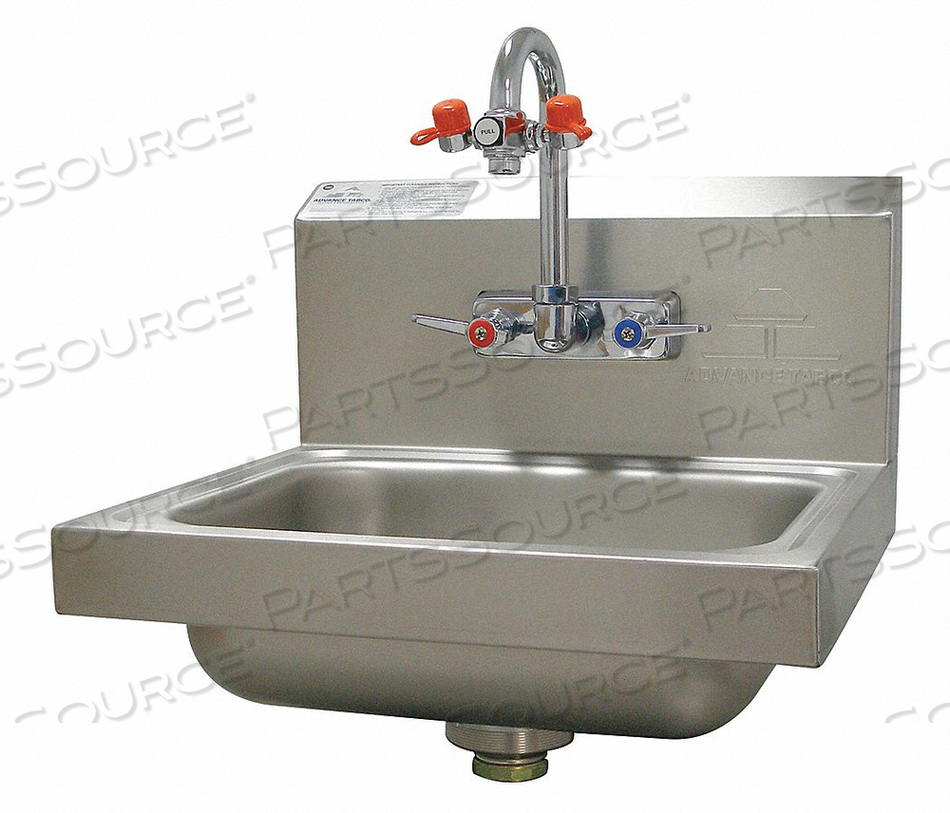 EYE WASH HAND SINK, ADVANCE TABCO, 1 GPM FLOW RATE, SPLASH, 14 IN X 10 IN BOWL SIZE, 5 IN BOWL DP by Advance Tabco