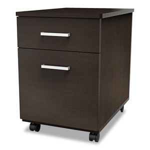 TRENTO LINE MOBILE PEDESTAL FILE, LEFT OR RIGHT, 2-DRAWERS: BOX/FILE, LEGAL/LETTER, MOCHA, 16.5" X 19.75" X 23.63" by Linea Italia Inc