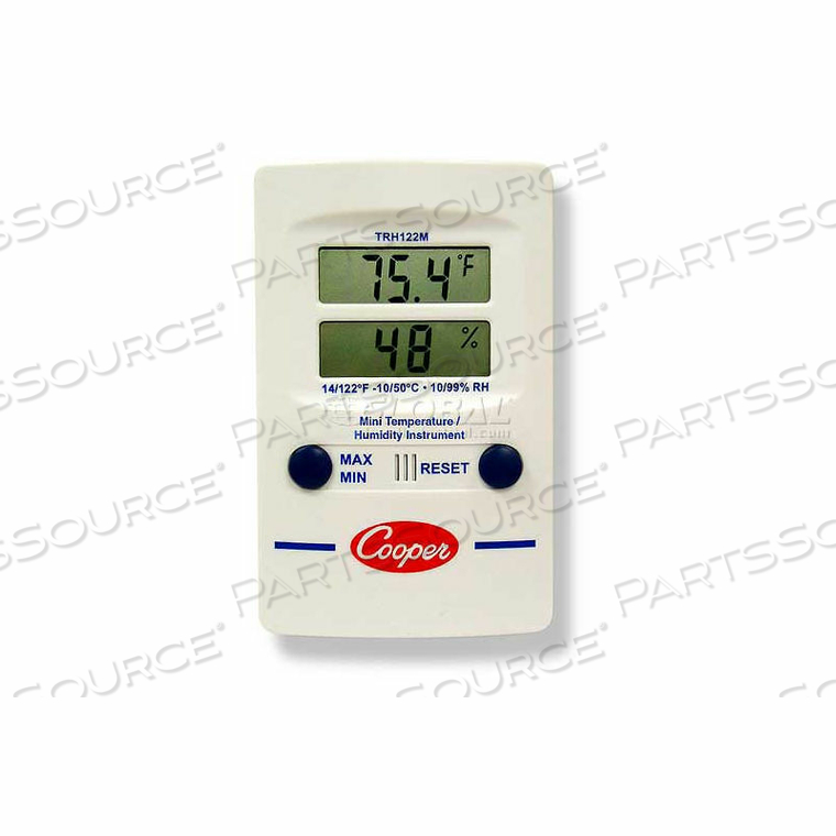 MINI WALL THERMOMETER, TRH122M-0-8, DIGITAL TEMPERATURE & HUMIDITY, DUAL DISPLAY by Cooper-Atkins