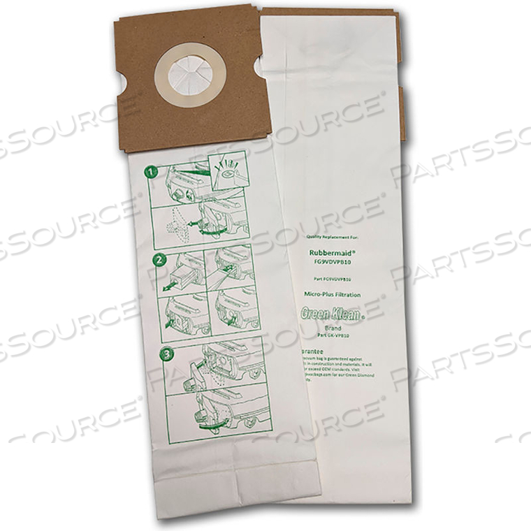 RUBBERMAID - DVAC 1 PASSREPLACEMENT VACUUM BAGS 