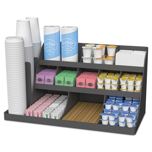 EXTRA LARGE COFFEE CONDIMENT AND ACCESSORY ORGANIZER, 14 COMPARTMENT, 24 X 11.8 X 12.5, BLACK by Mind Reader