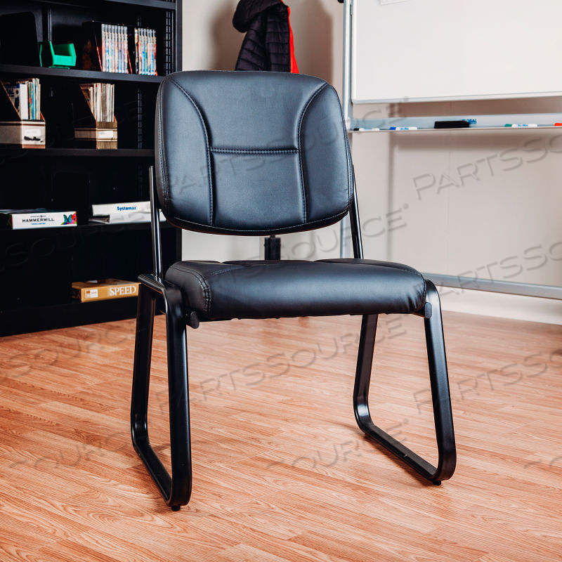INTERION ANTIMICROBIAL ARMLESS BONDED LEATHER RECEPTION CHAIR by Approved Vendor INTERION ANTIMICROBIAL ARMLESS BONDED LEATHER RECEPTION CHAIR by Approved Vendor