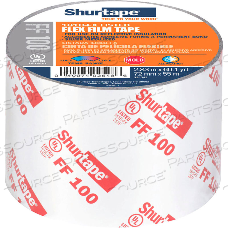 FF 100 FILM TAPE FOR REFLECTIVE INSULATION 72MM X 55M 