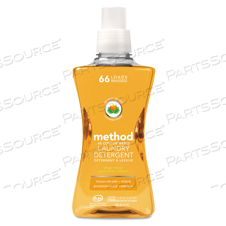 4X CONCENTRATED LAUNDRY DETERGENT, GINGER MANGO, 53.5 OZ BOTTLE by Method