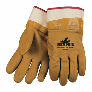 CHEMICAL GLOVES L 11-1/2 TAN PK12 by MCR Safety